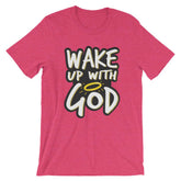 Wake Up With God T-Shirt EternalChristianTees 4XL Heather Raspberry